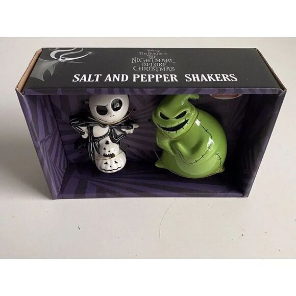 Disney Oogie Boogie And Jack Skellington Salt And Pepper Shakers Halloween NEW - Picture 4 of 9